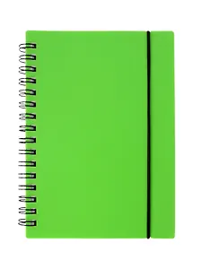 Записная книжка А6 80л кл. "Favorite Color. Neon Green" спираль, пласт.обл., резинка