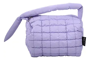 Косметичка стеганная с объёмной ручкой (лавандовая) (текстиль, PU) (20х13) (12-2216-3)