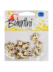 Набор декоративных элементов РТО Пушистые зверята (DZ40013) (Buratini) (фанера) (упаковка)