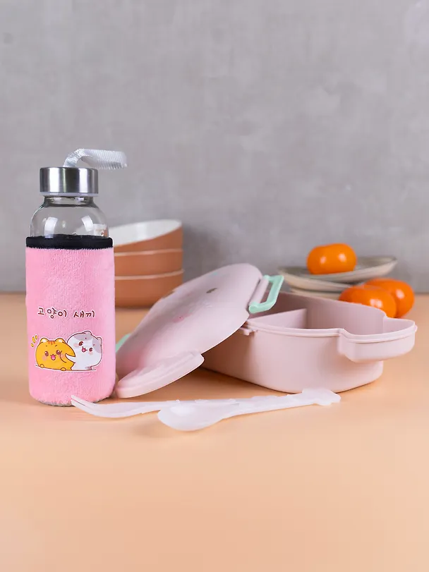 Набор Бутылка в чехле велюр Kawaii Котики Enjoy the little things (стекло) (300мл) (12-07599-KWI2)+Ланч-бокс Кролик Kawaii 1000мл (пластик) (20х13х7) (12-34435-LB5) 3086773 — 8