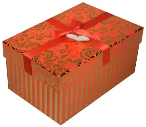 Коробка подарочная "Узор" металлик на красном, 22*15*11,5см