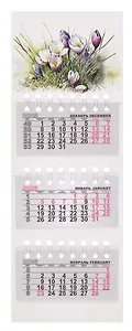 Календарь квартальный 2026г 82*230 "Цветы акварель" на магните