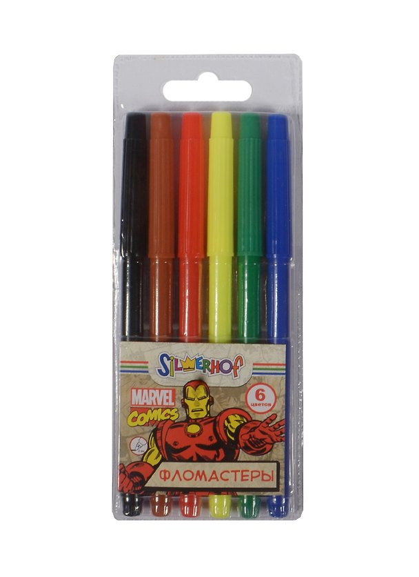 Фломастеры 06цв "MARVEL", ПВХ европодвес, Silwerhof 237748 — 1