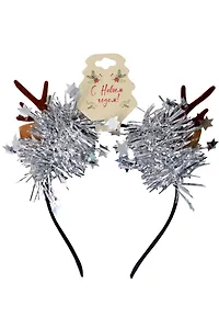 Ободок новогодний Рожки олененка с ушками и мишурой (текстиль) (12-6142-HNY11)