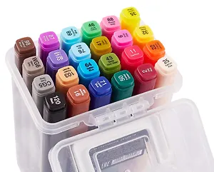 Маркеры для скетчинга 24цв двусторонние кисть/скош.наконечник, спирт.основа, пласт.бокс, Art idea