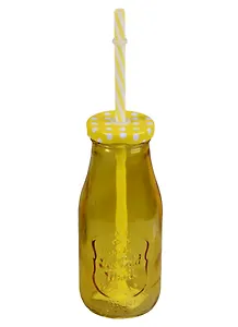 Бутылочка с крышкой и трубочкой (стекло) (280 мл) (2603818)