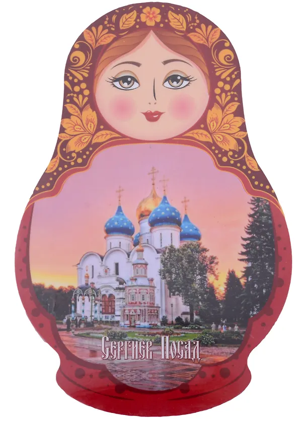 ГС Магнит плоский Троице-Сергиева Лавра Матрешка бордовая (95х145) 2923785 — 1