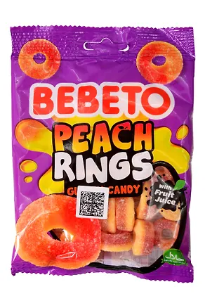 Мармелад BEBETO PEACH RINGS со вкусом персика, 80г 3116394