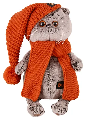 Мягкая игрушка Басик в вязаной  шапке и шарфе (19 см) (Ks19-075) 2620391