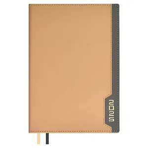 Ежедневник дат. 2025г. А5 176л "Руффо" бежевый, серый, кожзам, тв.переплет, тиснение фольгой, офсет, ляссе