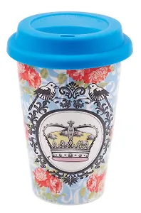 Кружка керамическая с силиконовой крышкой  Ретро