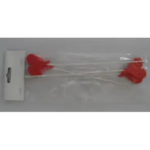 Сувенир Феникс Декоративное украшение "Красные сердечки" деревян. (27.6*9.5*0.6см, 4 шт) 36938