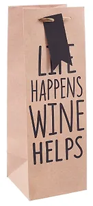 Пакет бутылочный 12*12*34,5 "Life happens" бум.мат.ламинат