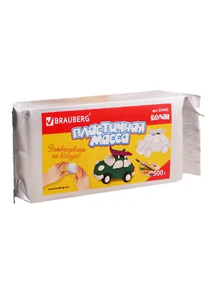 Пластичная масса для моделир. и лепки BRAUBERG отверд. 500г белая ВЫСШЕЕ КАЧЕСТВО(Тайланд)224443 2804194