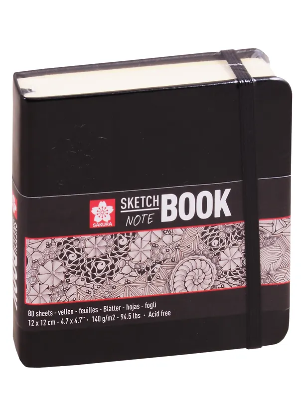 Скетчбук 12*12 80л "Sakura" черный, 140г/м2, тв.обл., Sakura 256318 — 1