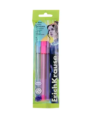 Ручки шариковые синие 04шт "U-109 Stick&Grip Spring" 0,7мм, подвес, ErichKrause 3116037