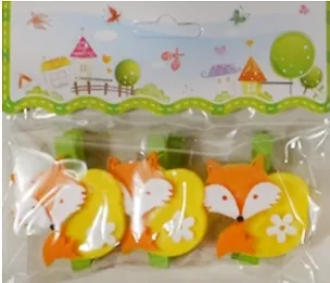 Набор из 3-х прищепок Лисы спящие (11070400) (4 цв.) (пакт с хедером) 2475912