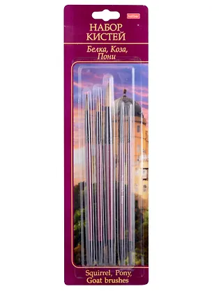Кисть Hatber/Хатбер Набор 5шт Белка круглая № 3, Коза круглая № 6,8, Пони круглая № 2,5 в блистере 321995