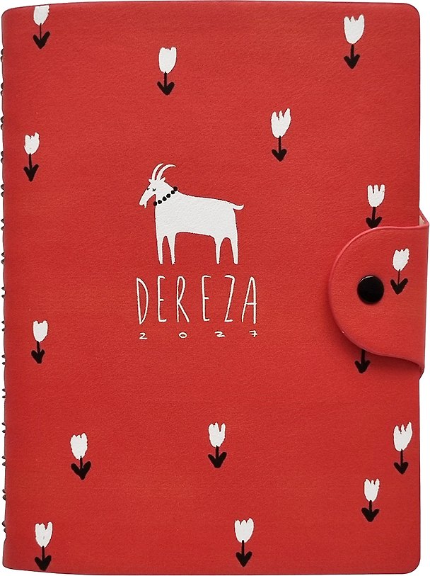 Ежедневник дат. 2027г. А5 160л 140*200 "Dereza" белая коза, иск.кожа, мягк.переплет, полускр.спираль, клапан на кнопке, скругл.углы 3172301 — 1
