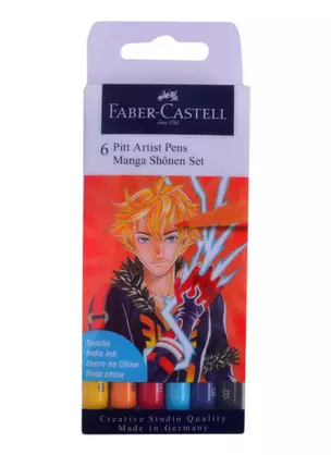 Ручки капиллярные"Pitt Artist Pens Manga Shojo Brush", ассорти, 6 шт., пластик., Faber-Castell — 261631 — 1