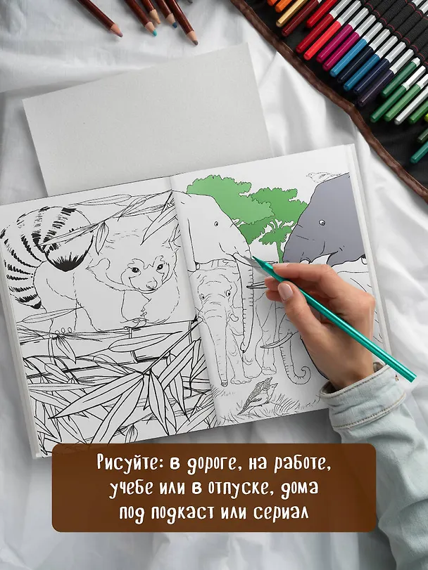 Книга Удивительные животные: Мини-раскраска-антистресс для творчества и вдохновения (ленивец) () — 9