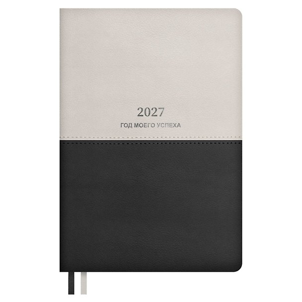 Ежедневник дат. 2027г. А5 176л "Плезир" черный, кожзам, тв.переплет, тисн.фольгой, офсет, справ.мат-лы, 2 ляссе, инд.уп 3174919 — 1
