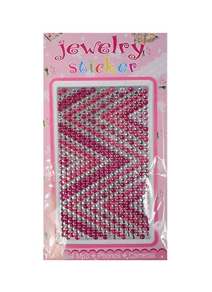 Набор д/творчества Стразы литые для телефона на картонке Jewelry sticker (1461-1/1) (зигзаг бело-розовый) 2423903