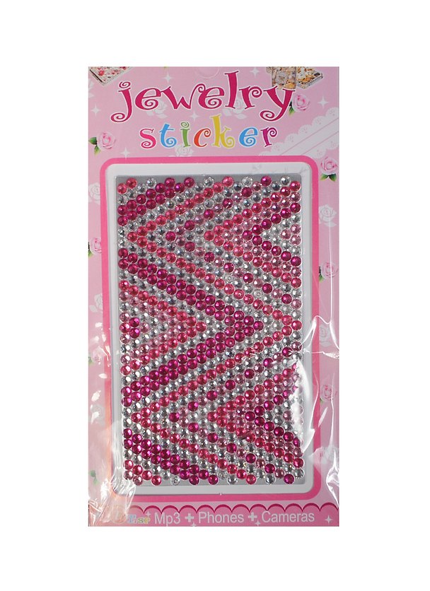 Набор д/творчества Стразы литые для телефона на картонке Jewelry sticker (1461-1/1) (зигзаг бело-розовый) 2423903 — 1
