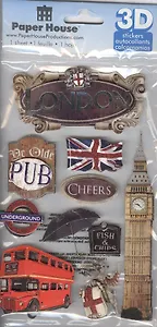 Наклейки для скрапбукинга Paper House Лондон 3D (STDM-0023) (упаковка)
