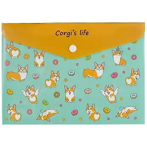 Папка-конверт А5 на кнопке "Corgi's life"