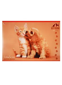 Альбом для рисования Unnika, "Котенок и щенок", А4, 20 листов, на скрепке