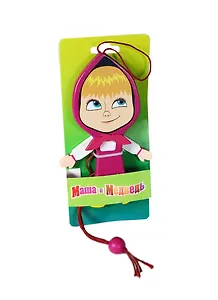 Игрушка деревянная Маша дергунчик хитрая (фуксии) (YX105) (упаковка)