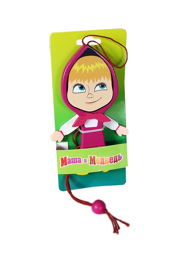 Игрушка деревянная Маша дергунчик хитрая (фуксии) (YX105) (упаковка) 2394917 — 1