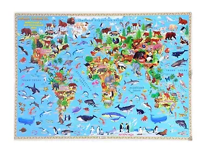 Книга Карта 58х38 см. Наша планета. Животный и растительный мир. ЛАМ. Настольная двухсторонняя. ГЕОДОМ ()