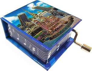 Муз.шкатулка фольга "Медный-Спас-Исаакий-Мосты" (К Элизе) цв.синий 3136677