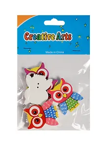 Пуговицы деревянные Совы (3,5см) (8шт) (пакет) (11-24067-L38)