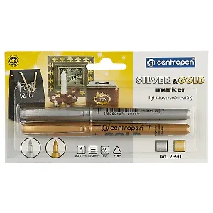 Маркеры для любой поверхности Centropen, золотой, серебряный 2,5 мм