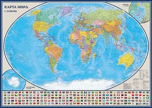 Книга Карта мира политическая. Масштаб 1:25 000 000 (с флагами государств) ()