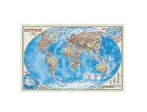 Карта настенная двухсторонняя "Политическая карта Мира". Масштаб (1:55 000 000)