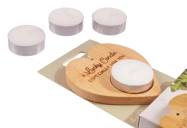 Набор чайных свечей с подсвечником Сердце Lucky Candle (4 штуки) 3106263 — 3