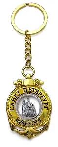 Сувенир, АКМ, Брелок-якорь-тросик "Храм "Спас-на-Крови", цвет золото