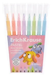 Фломастеры 8 цветов "Jolly Friends Pastel" смываемые, Erich Krause