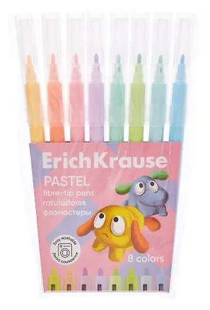 Фломастеры 8 цветов "Jolly Friends Pastel" смываемые, Erich Krause 3111141