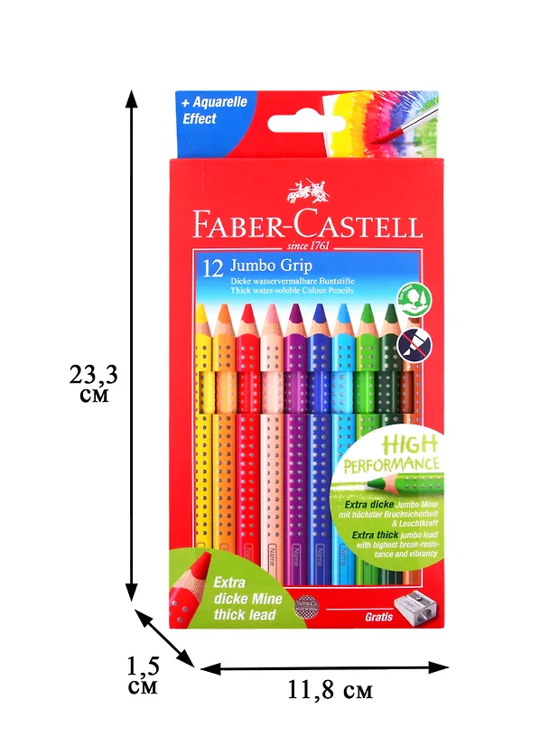 Карандаши цветные Faber-Castell, Jumbo Grip, 12 цветов 255798 — 3