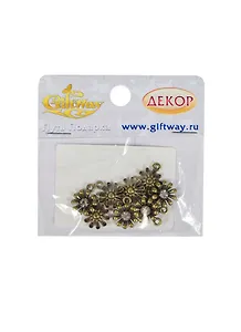 Фурнитура металл подвеска Ромашка со стразой латунь (00009851) (9шт) (15х13мм) (5гр/уп)