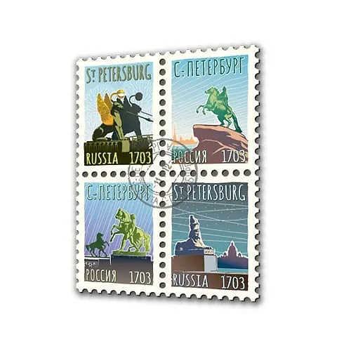 Магнит вырубной "Марки: Виды Санкт-Петербурга" (4 шт) 313489 — 1