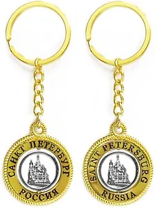 Сувенир, АКМ, Брелок-канат,"Храм "Спас-на-Крови", металл, вставка фигурная, цвет золото