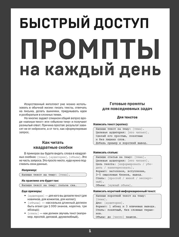 Книга Быстрый доступ. Промпт на каждый день. Шпаргалка-буклет для начинающих (215х285 мм, 6 полос компактного буклета в европодвесе) () — 1