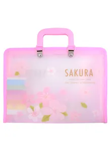 Портфель А4 7отд. "Sakura" пластик. ручки, ассорти