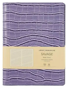 Книга для записей А5 100л лин. "Savage. Сиреневый" евроспираль, иск.кожа, тонир.блок., тиснение серебр.фольгой, петля д/ручки, кармашки